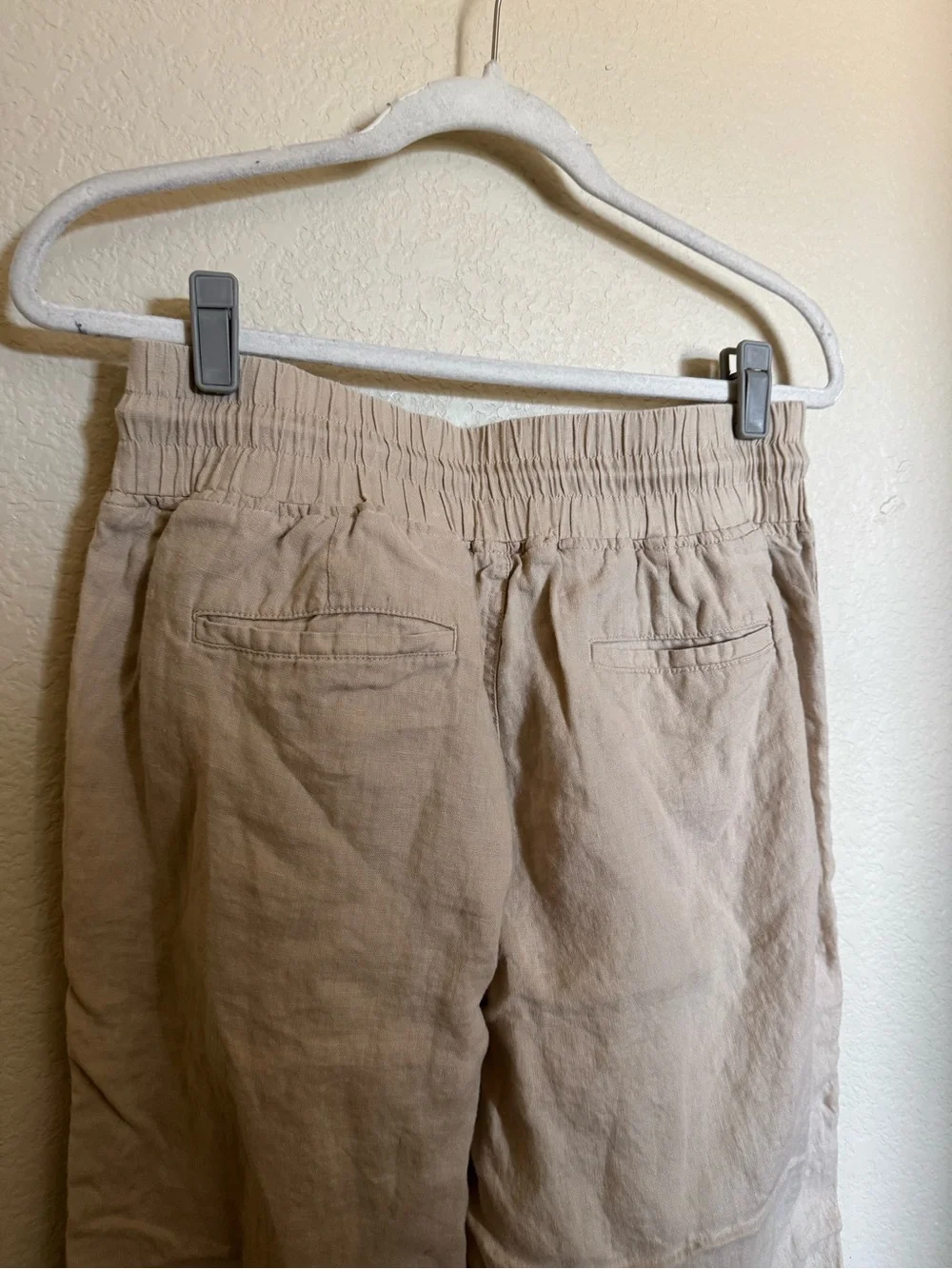 Quince Linen Wide Leg Pants Sz M Tan Neutral Drawstring